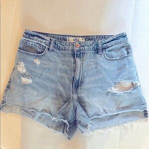 Hollister Blue Jean Shorts Distressed Cut-Off Casual